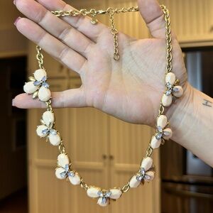 J Crew Elegant Gold and Cream Floral Necklace